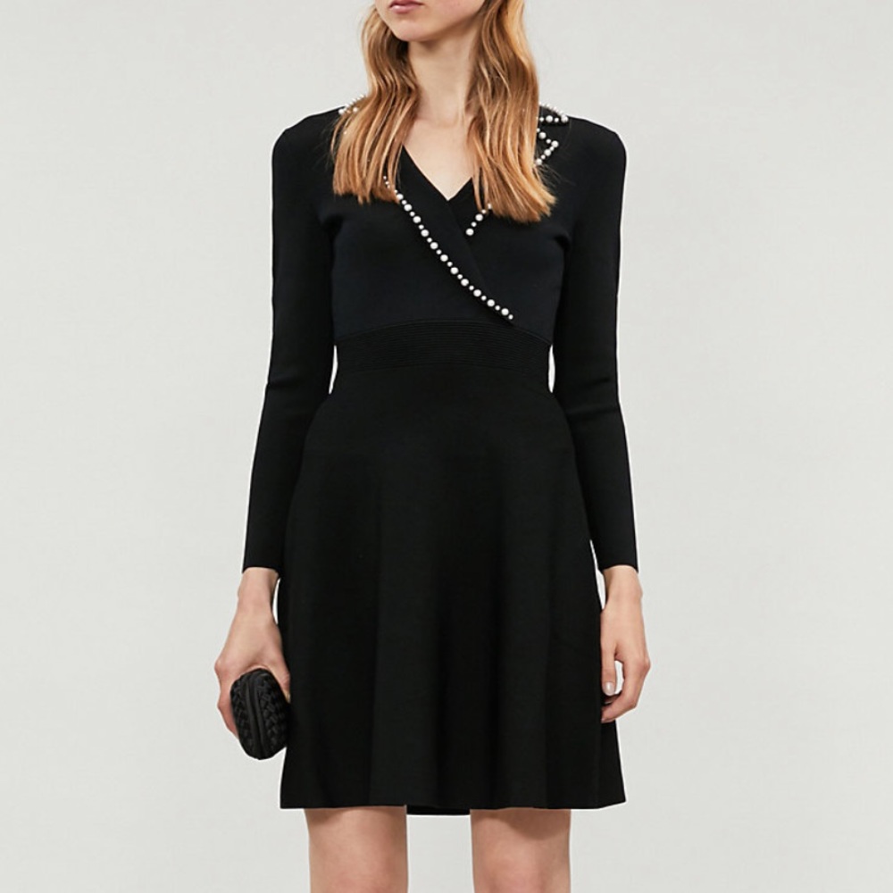 Sandro Embellished stretch-knit dress